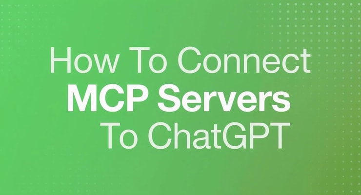 Step-by-step guide showing ChatGPT MCP server connection interface with Gmail, Google Drive, and other app integrations